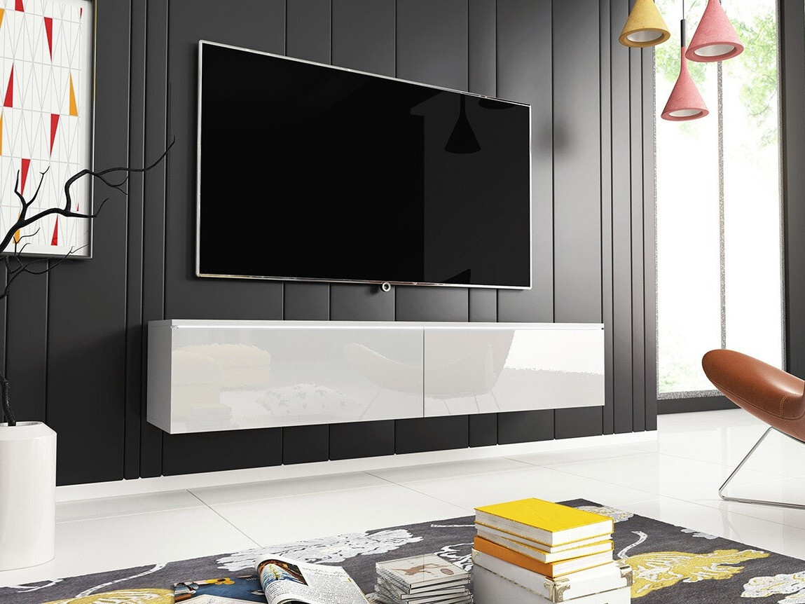 TV-bord Scientia (Hvid + Glansfuld hvid)
