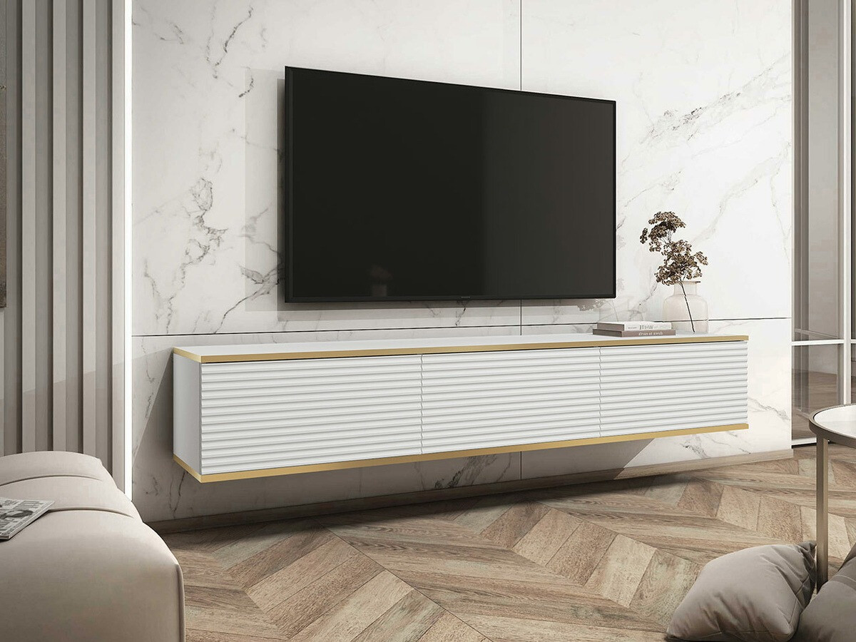 TV-bord Princal I (Hvid + Gylden)