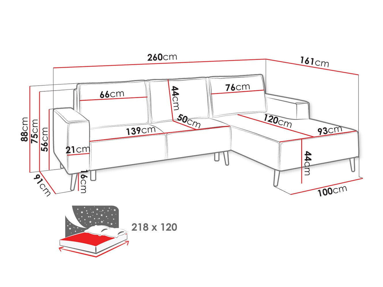 Hjørnesofa Lincoln 172 (Zetta 295)