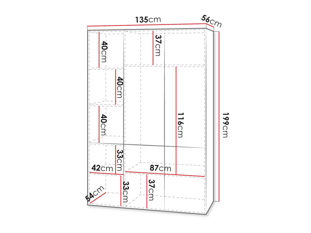 Garderobeskab Levmari 114 (Hvid)