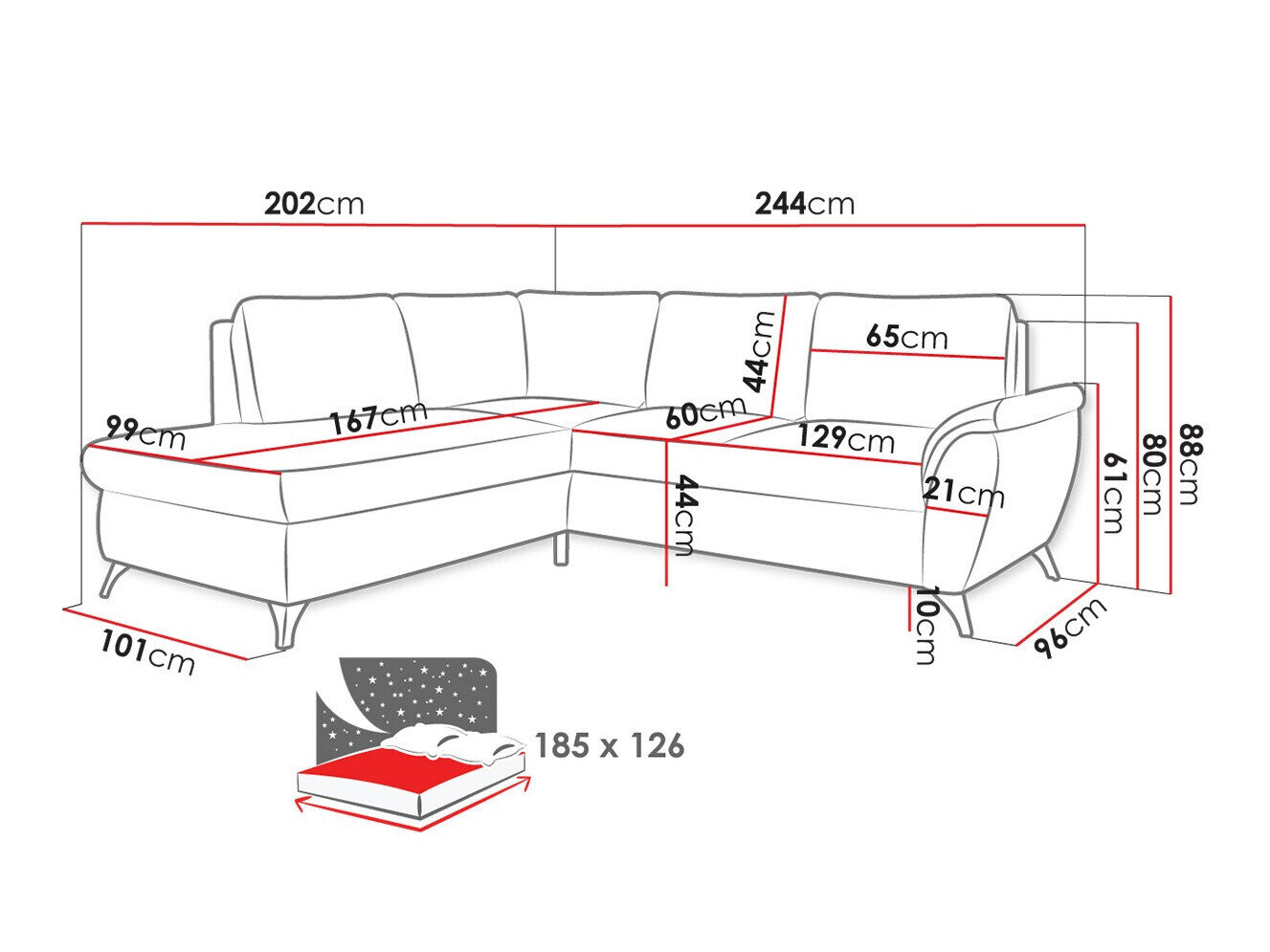 Hjørnesofa Lincoln 174 (Barrel 03)