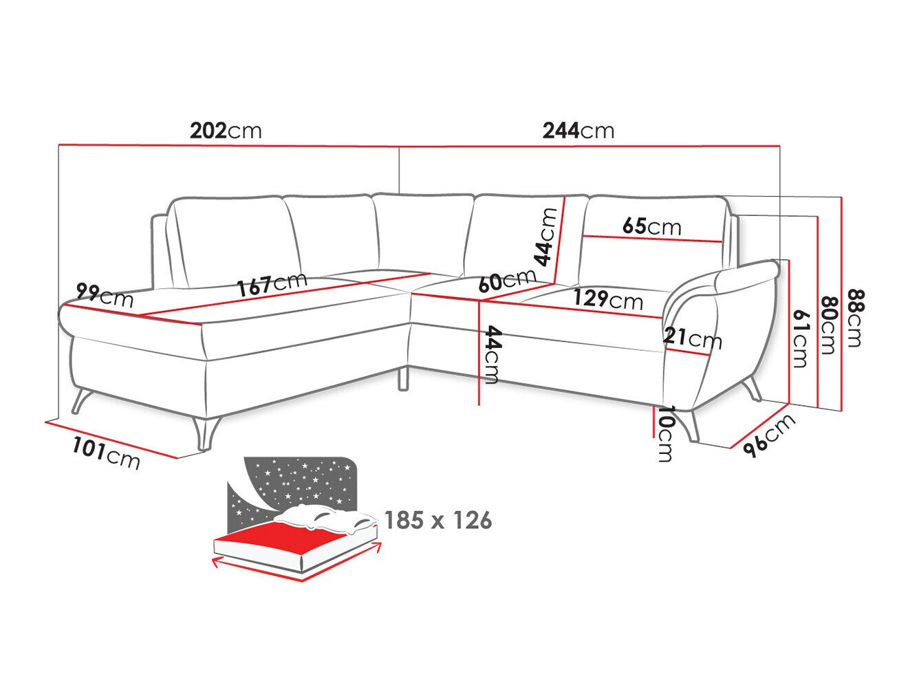 Hjørnesofa Lincoln 174 (Barrel 21)