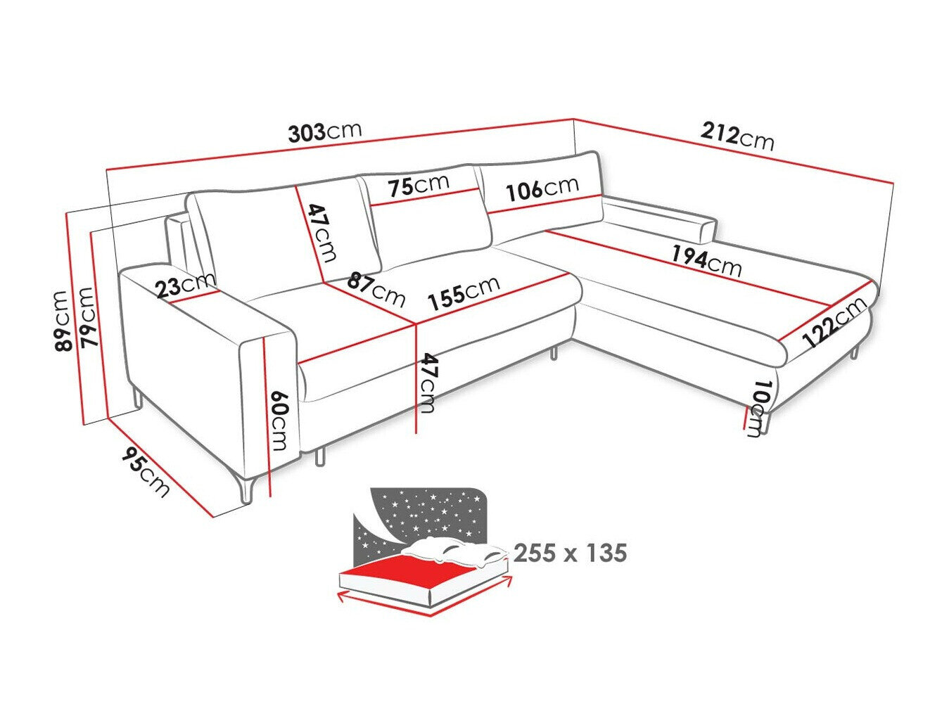 Hjørnesofa Lincoln 175 (Barrel 83)