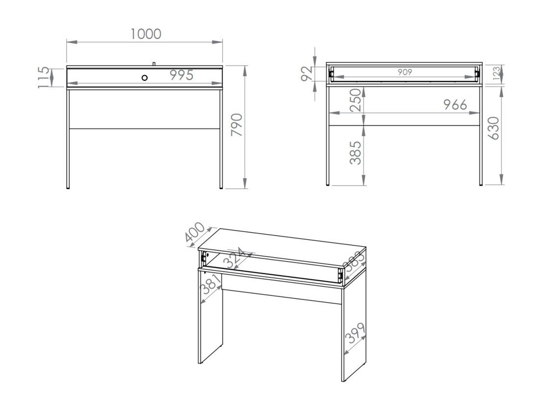 Sminkebord Flonovu 108 (Mørkegrøn + Gylden)