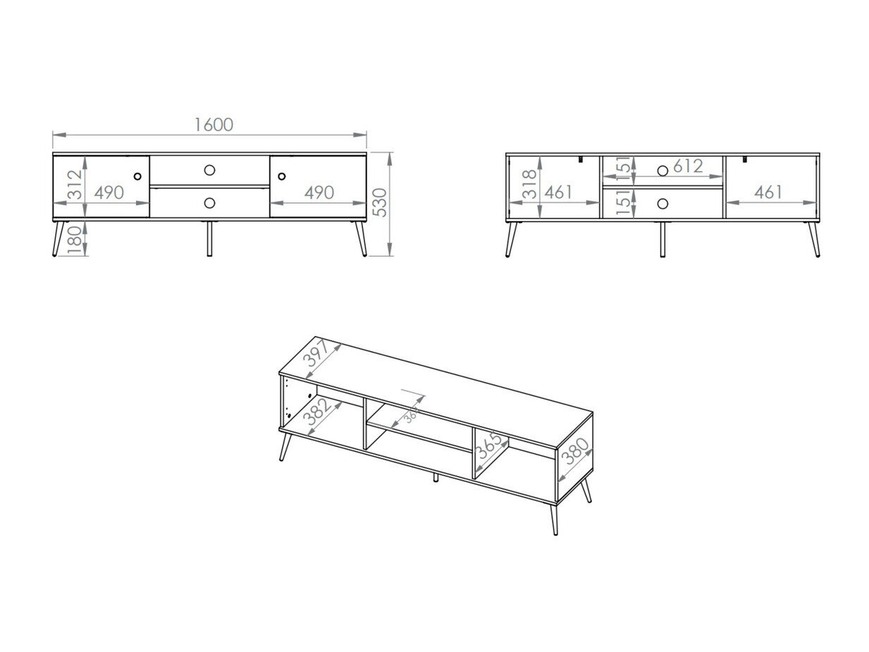 TV-bord Flonovu 104 (Mørkegrøn + Gylden)