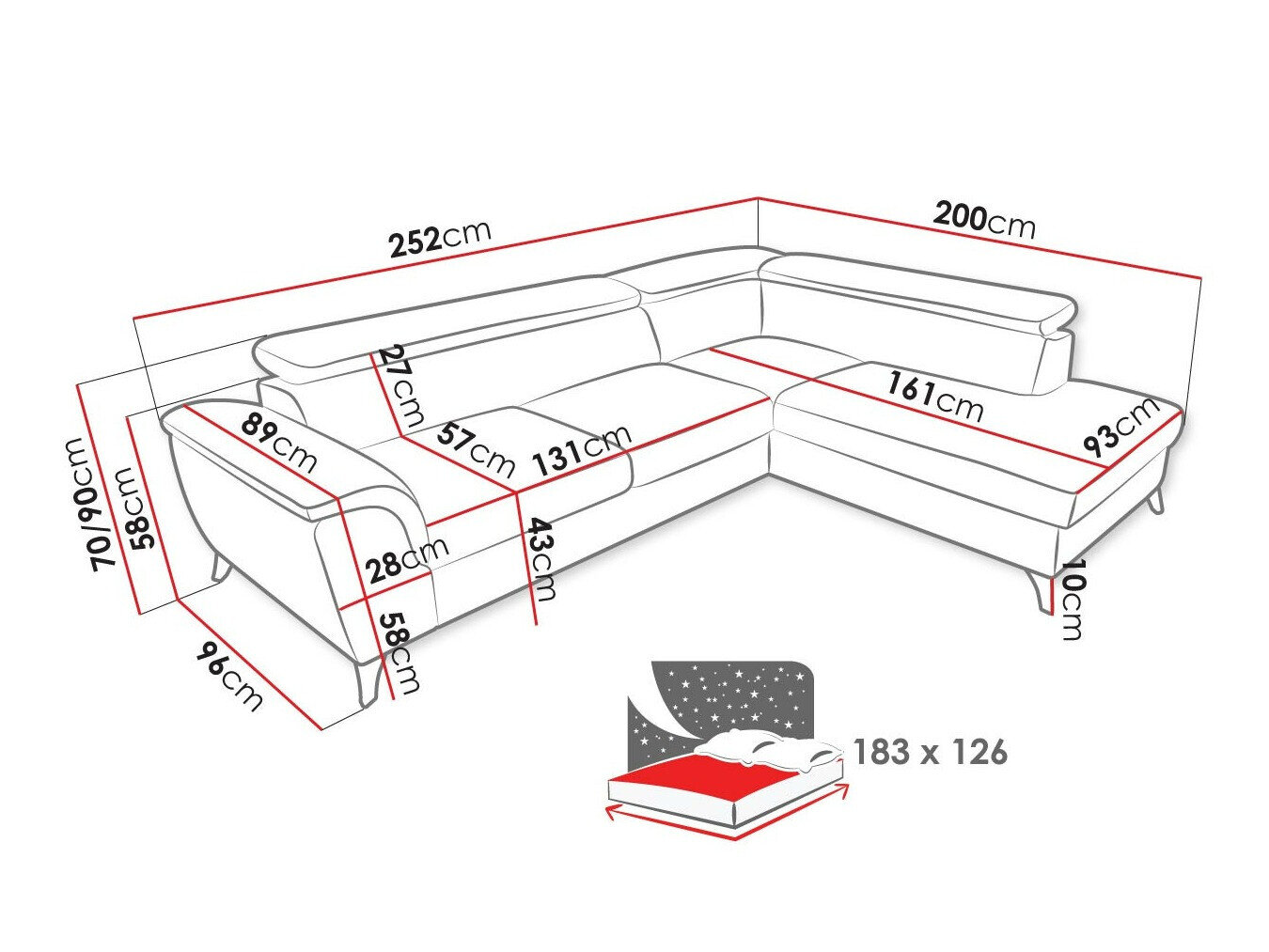 Hjørnesofa Lincoln 178 (Zetta 293)