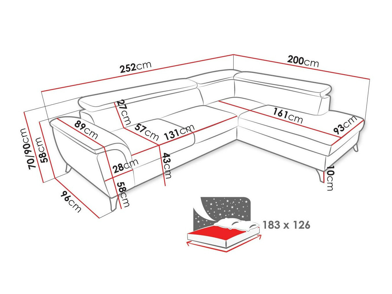 Hjørnesofa Lincoln 178 (Zetta 302)