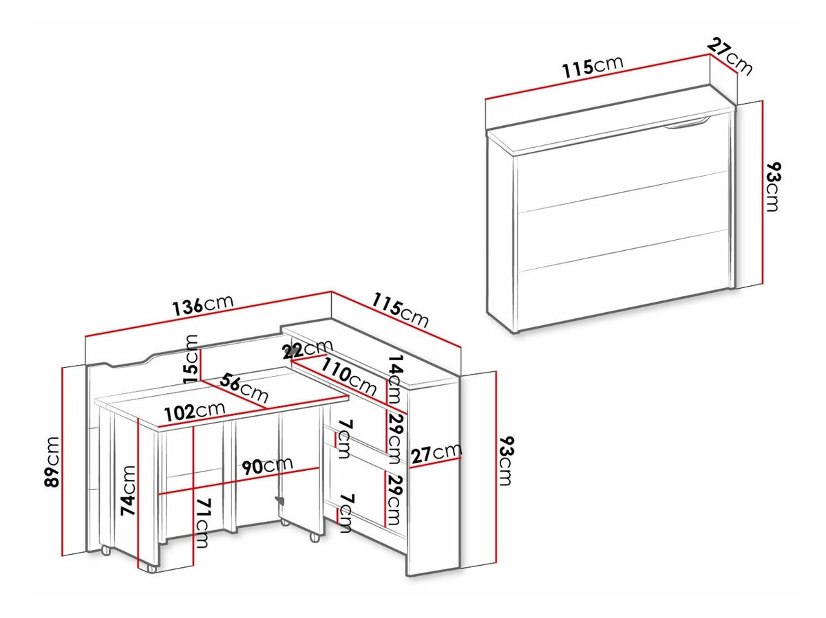 Hjørneskrivebord Concept Lenart (Grå)