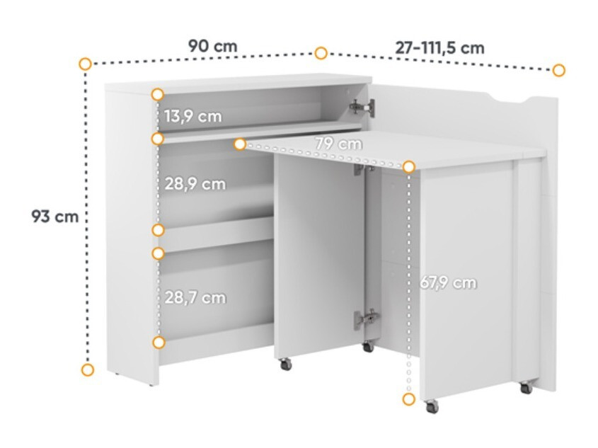 Hjørneskrivebord Concept Lenart II (Hvid + Glansfuld hvid)