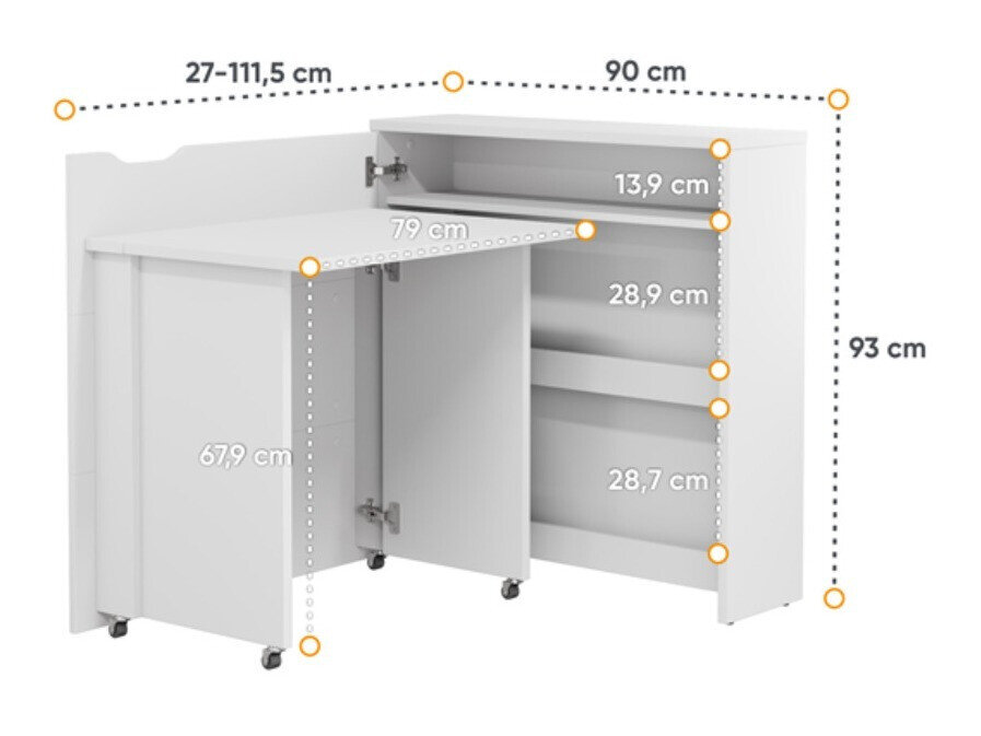 Hjørneskrivebord Concept Pro Lenart Levfere 156 (Hvid + Glansfuld hvid)
