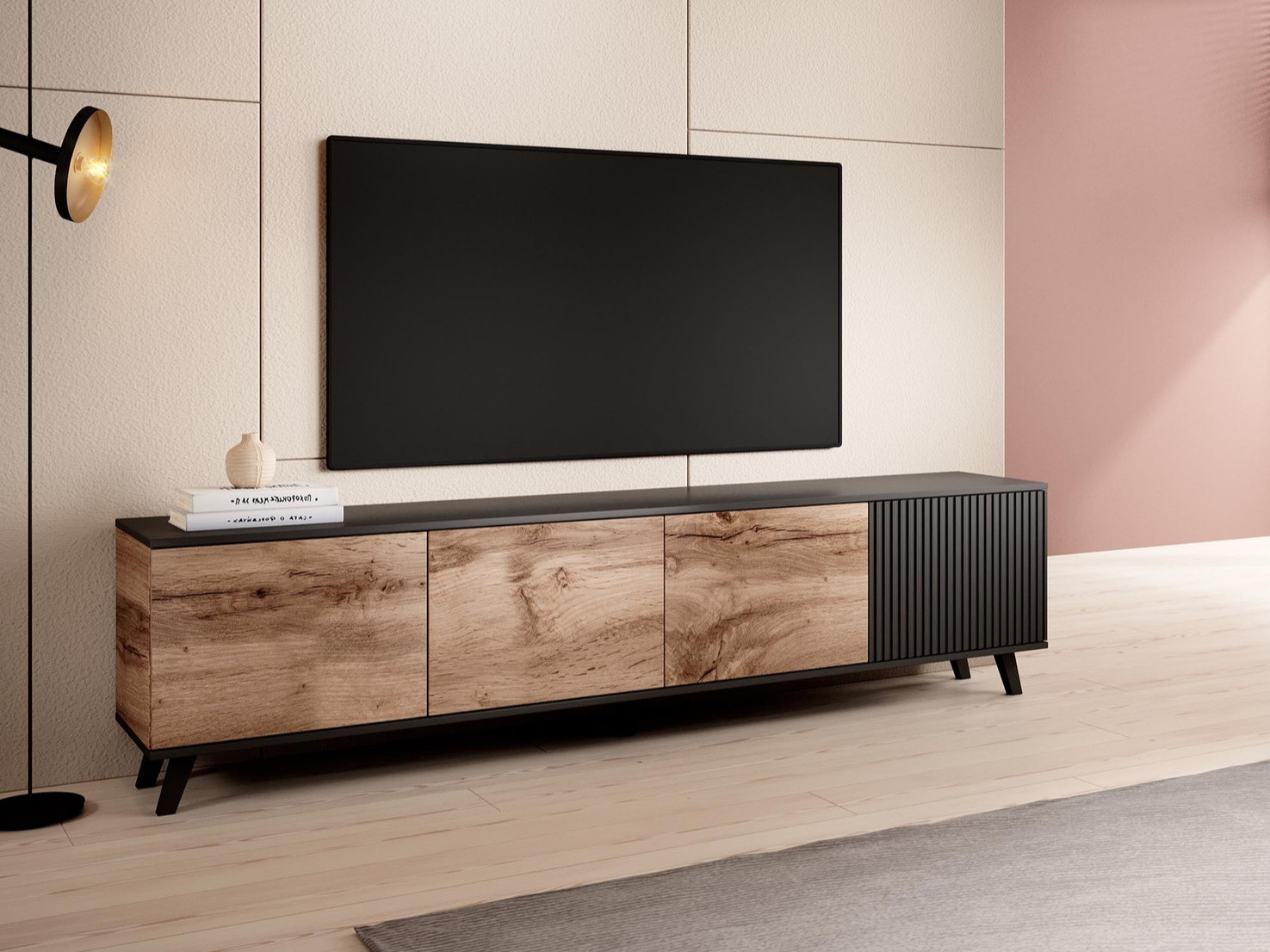 TV-bord Luelia 114 (Sort + Wotan eg)