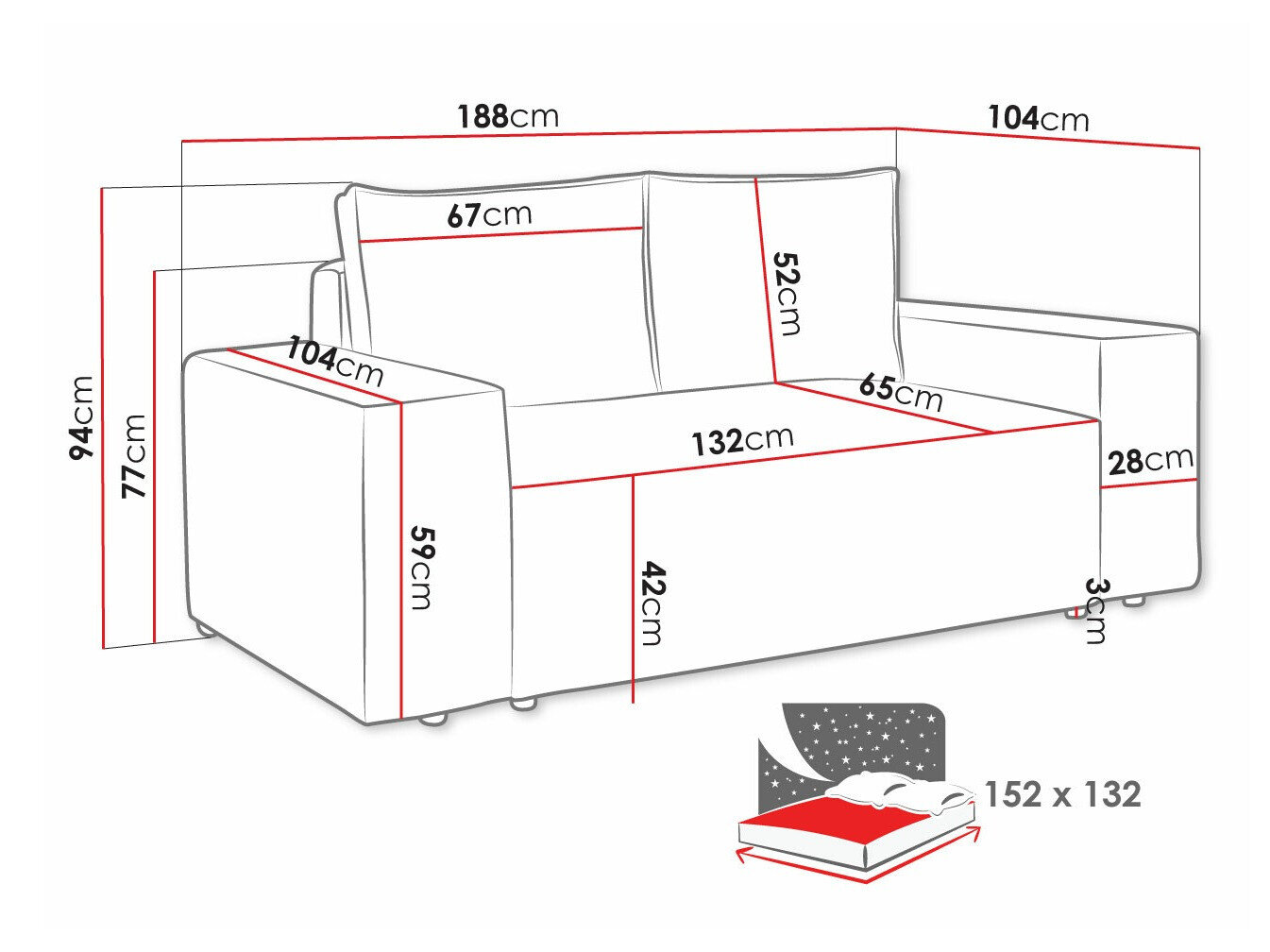 Sovesofa Clovis 107 (Manila 26)
