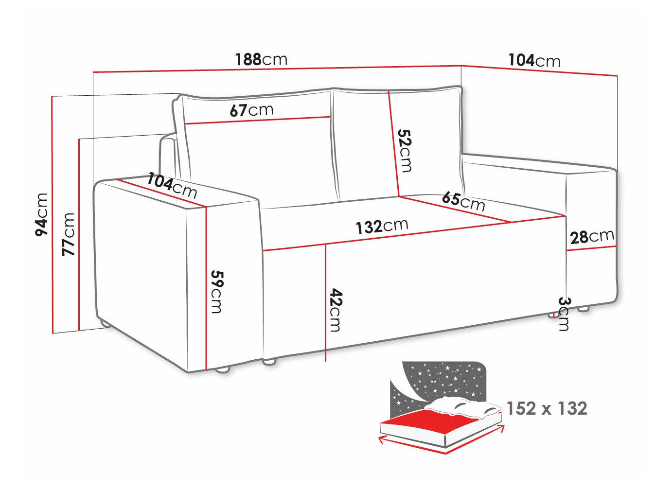Sovesofa Clovis 107 (Poso 05)