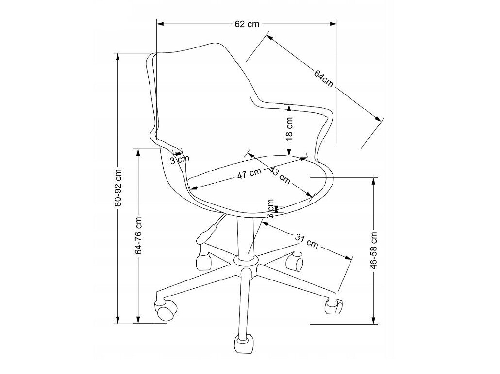 Kontorstol Houston 1424 (Lyserød)