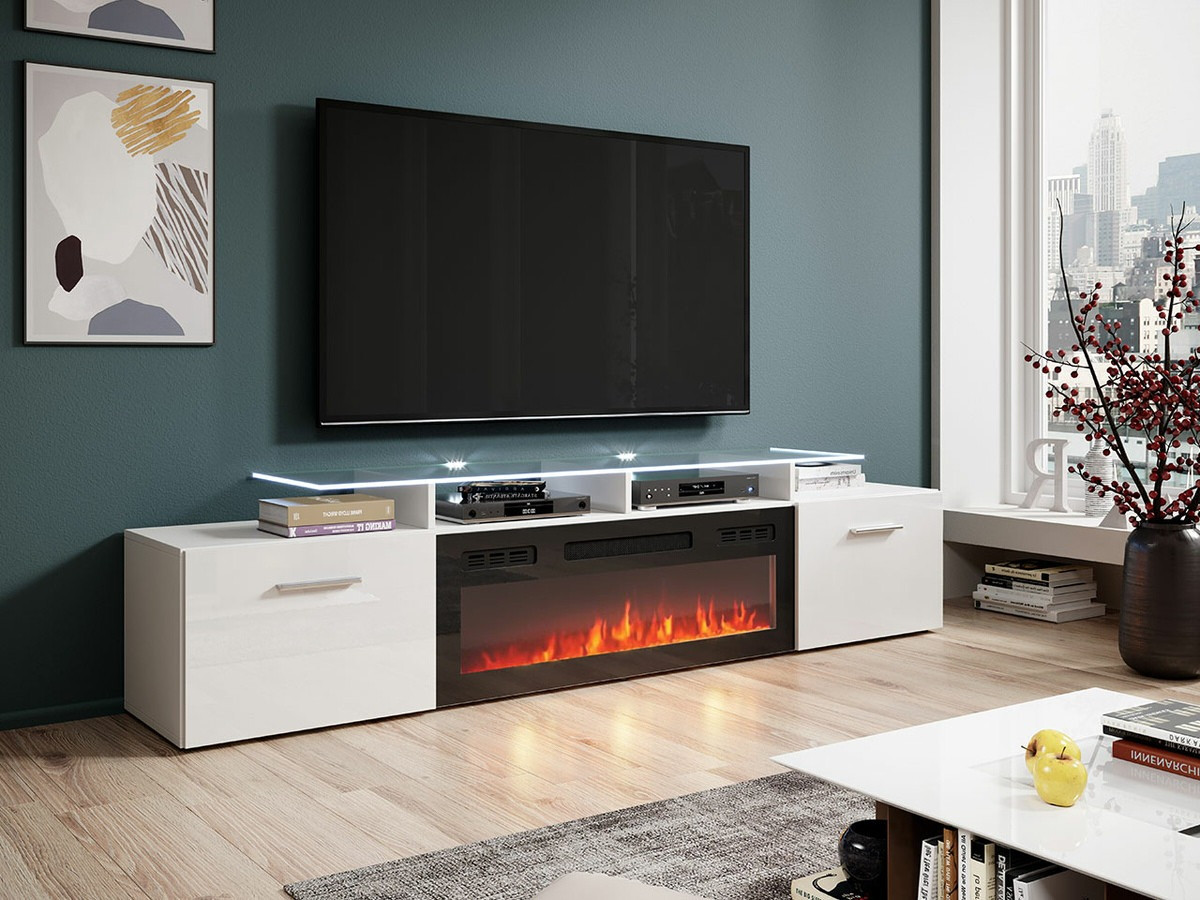 TV-bord Numerus (Hvid + Glansfuld hvid)