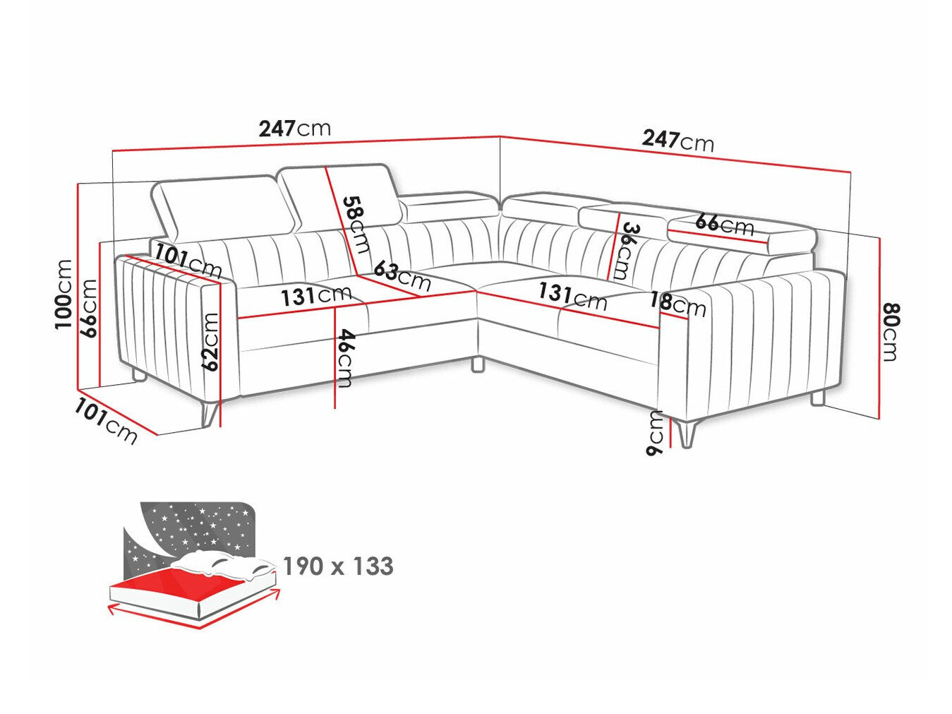Hjørnesofa Columbus 201 (Velluto 18)