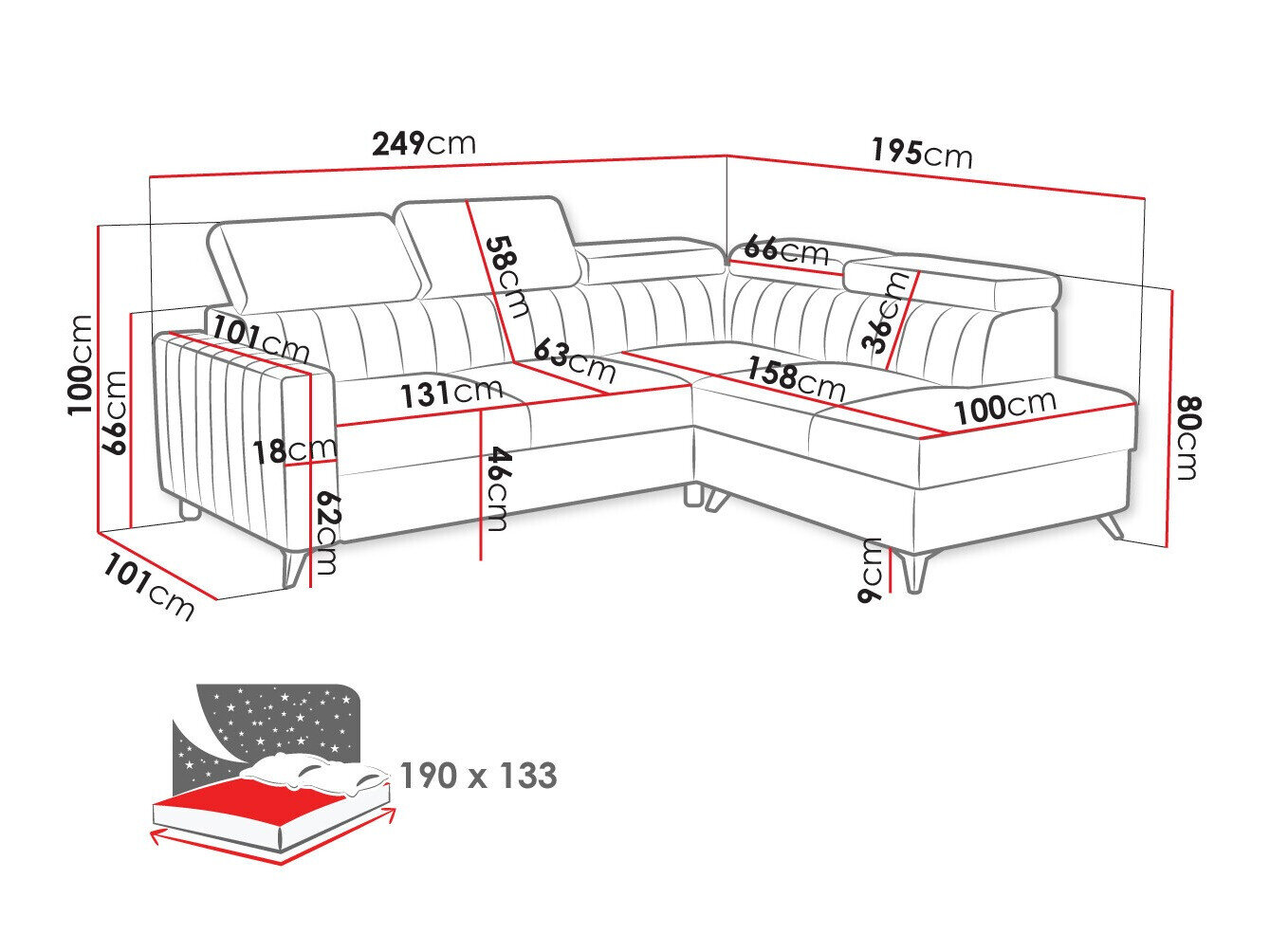 Hjørnesofa Columbus 202 (Velutto 18)