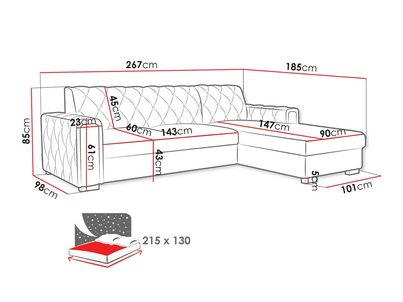 Hjørnesofa Columbus 203 (Kronos 09)