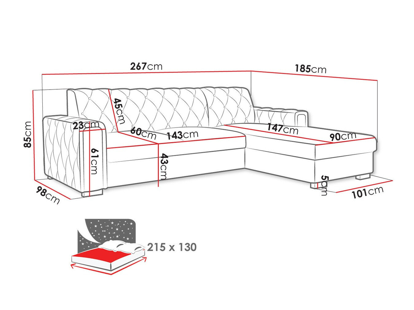 Hjørnesofa Columbus 203 (Kronos 19)