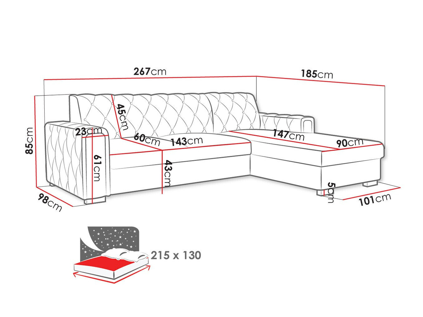 Hjørnesofa Columbus 203 (Kronos 19)