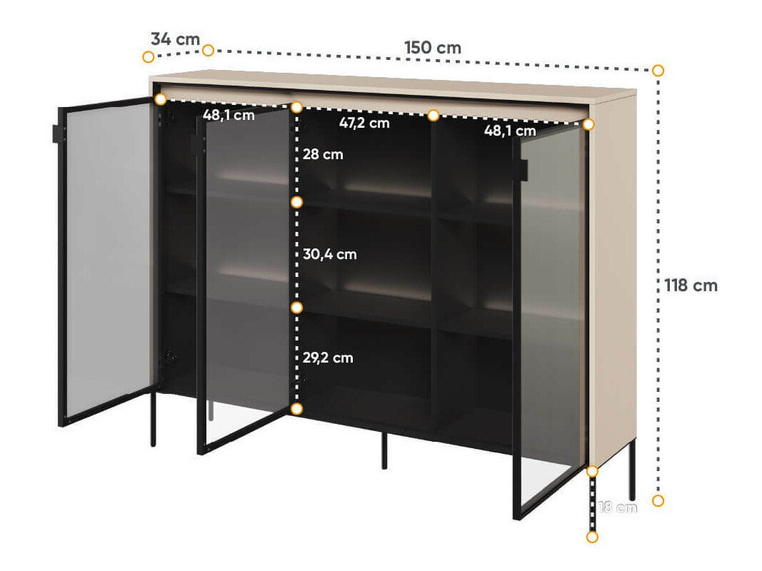 Skænk Fernolu 108 (Beige + Sort)
