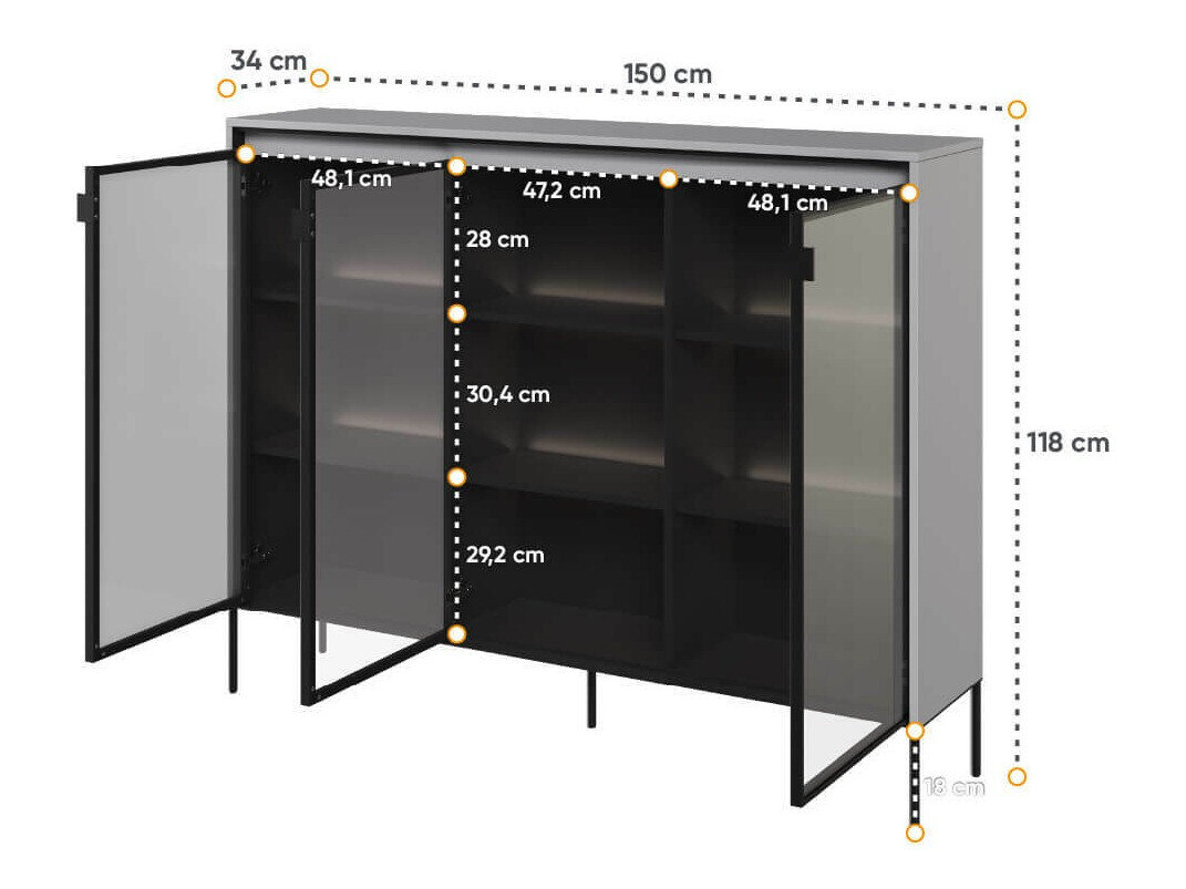Skænk Fernolu 108 (Grå + Sort)