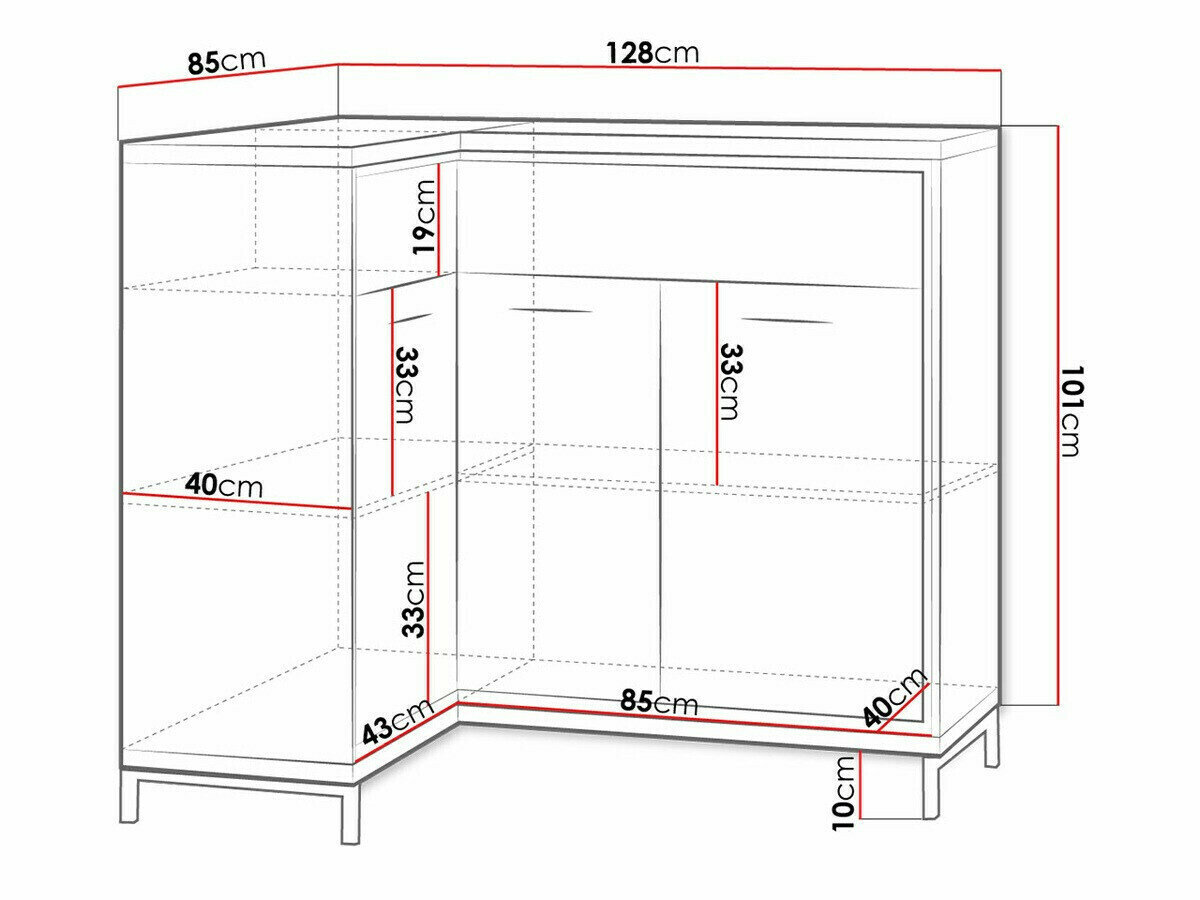Hjørne kommode Etrmoni 106 (Lyst træ + Egetræ)