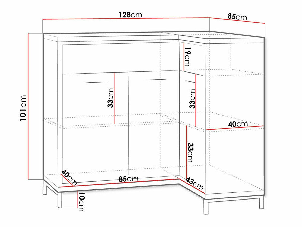 Hjørne kommode Etrmoni 106 (Lyst træ)