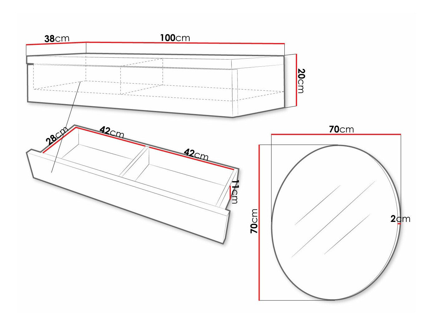 Sminkebord Providence 188 (Sort + Blank sort)