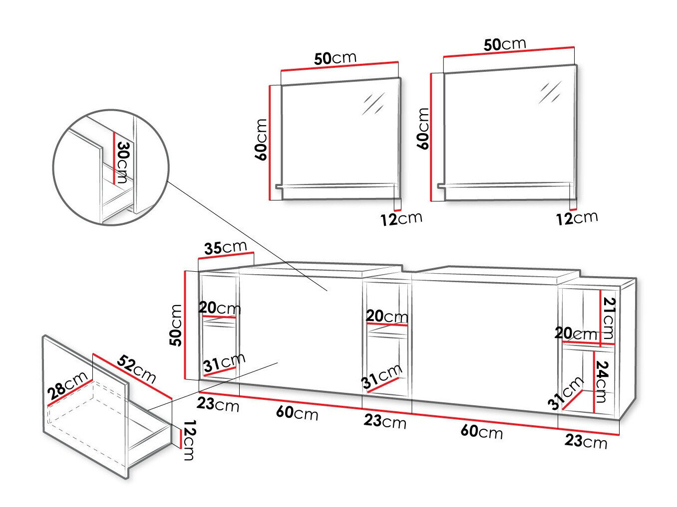 Badeværelsessæt Comfivo Livciro 104 (Hvid)
