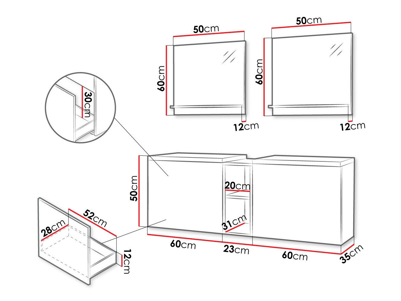 Badeværelsessæt Comfivo Livciro 105 (Sort + Grafit)