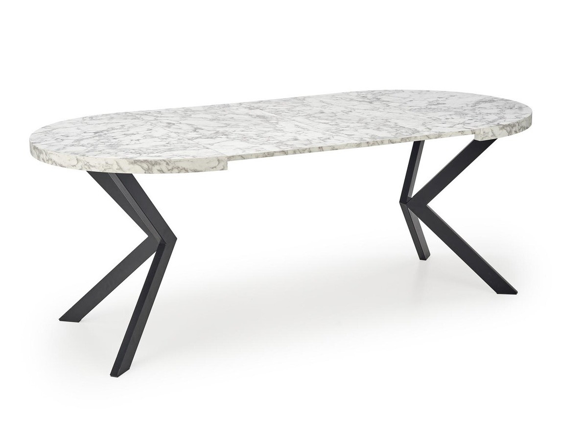 Bord Houston 1495 (Hvid marmor + Sort)