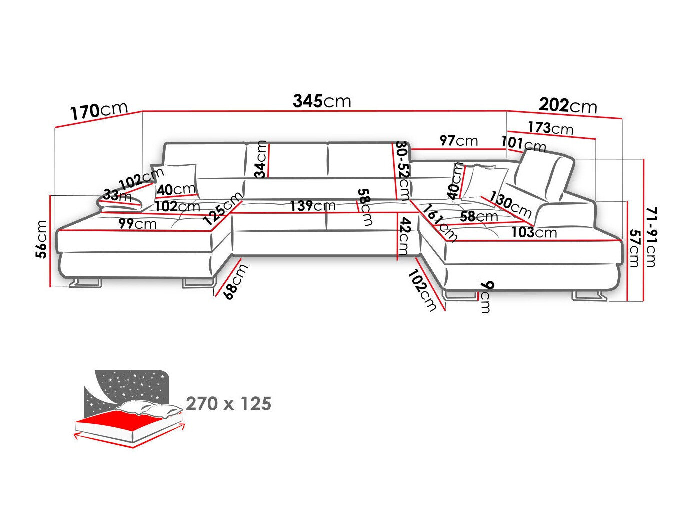 Hjørnesofa Comfivo 138 (Poso 100)