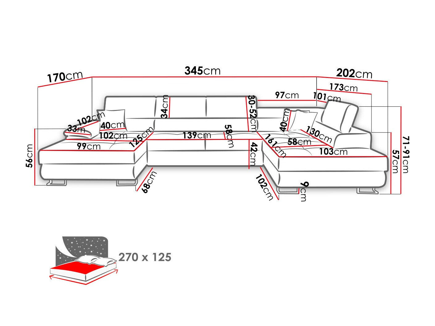 Hjørnesofa Comfivo 138 (Poso 100)