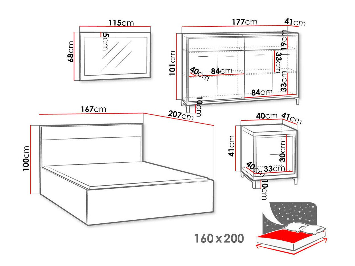 Soveværelsessæt Etrmoni 122 (Lyst træ)