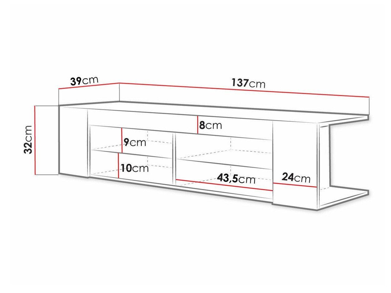 TV-bord Nashville 113 (Sort + Blank sort)