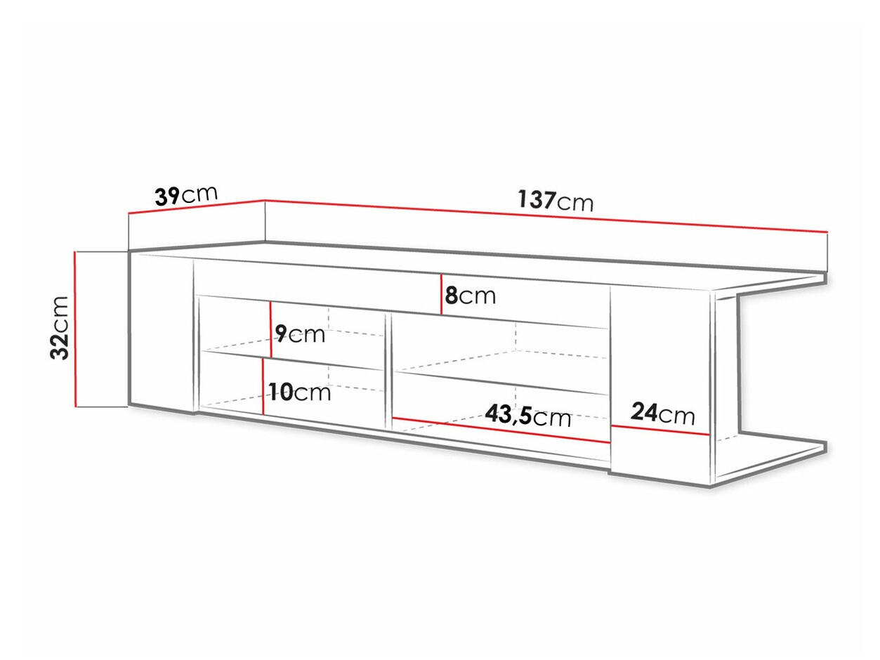 TV-bord Ver (Hvid + Glansfuld hvid)