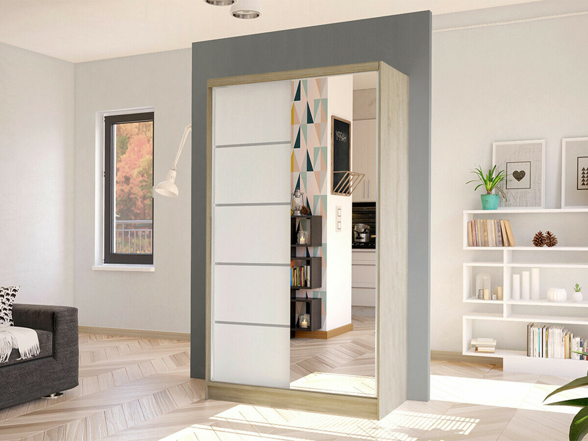 Garderobeskab Closico Fractor III (Sonoma eg + Hvid)