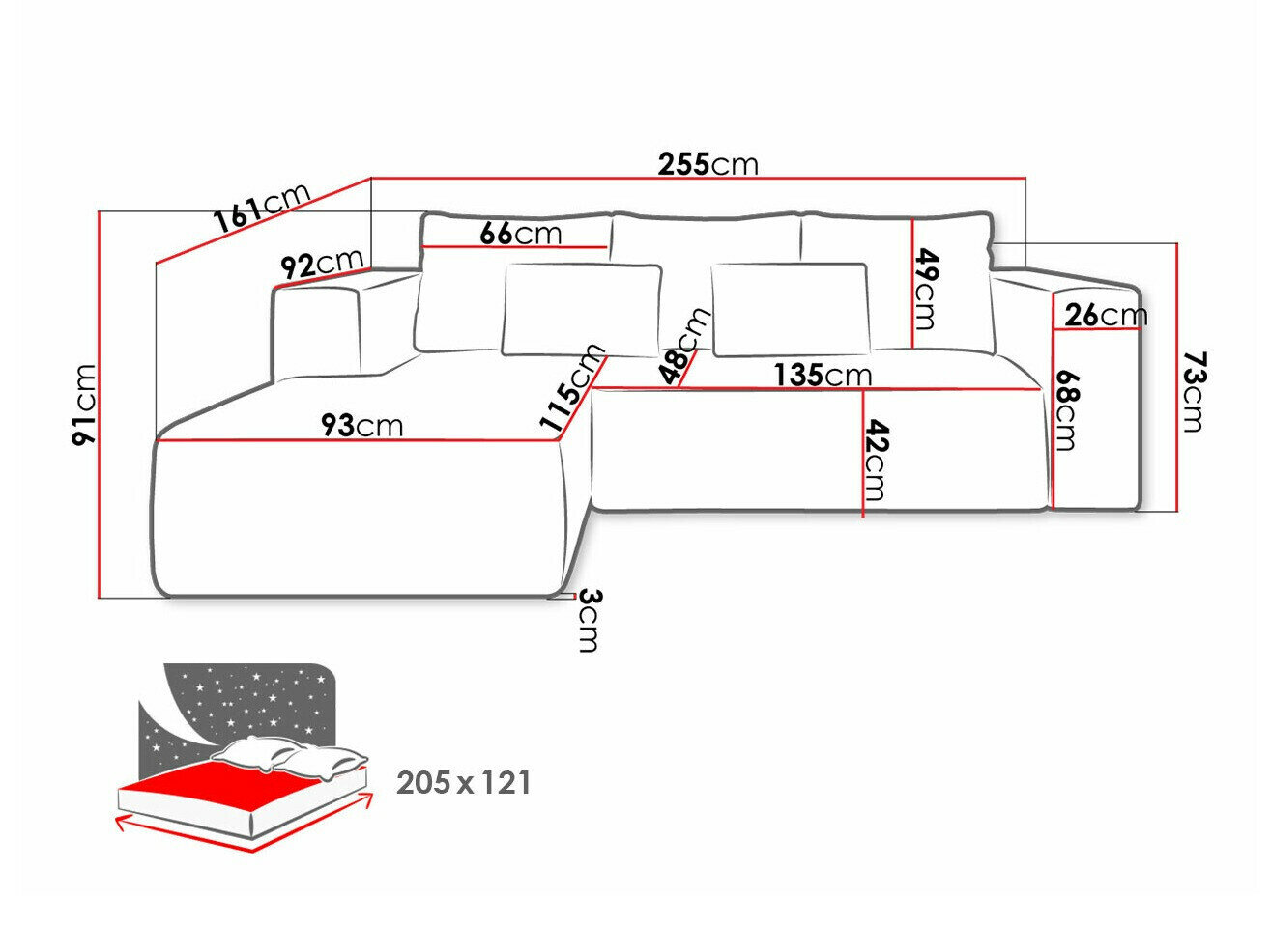 Hjørnesofa Arvada 116 (Poso 01)