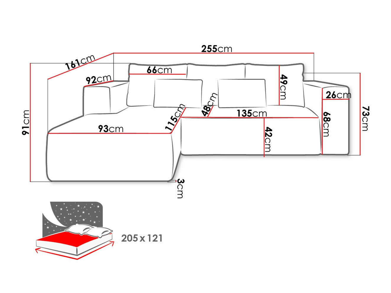 Hjørnesofa Arvada 116 (Poso 100)