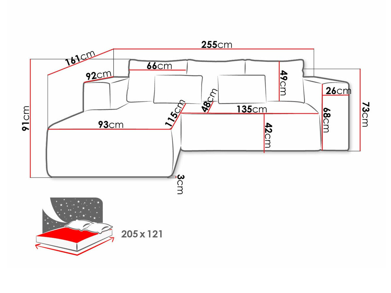 Hjørnesofa Arvada 116 (Poso 100)