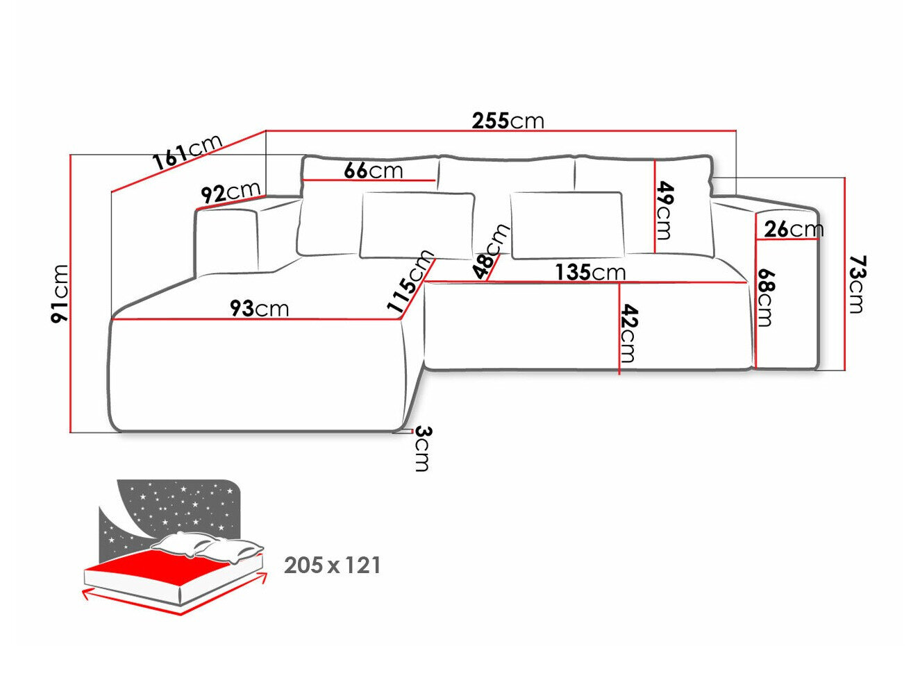 Hjørnesofa Arvada 116 (Poso 27)