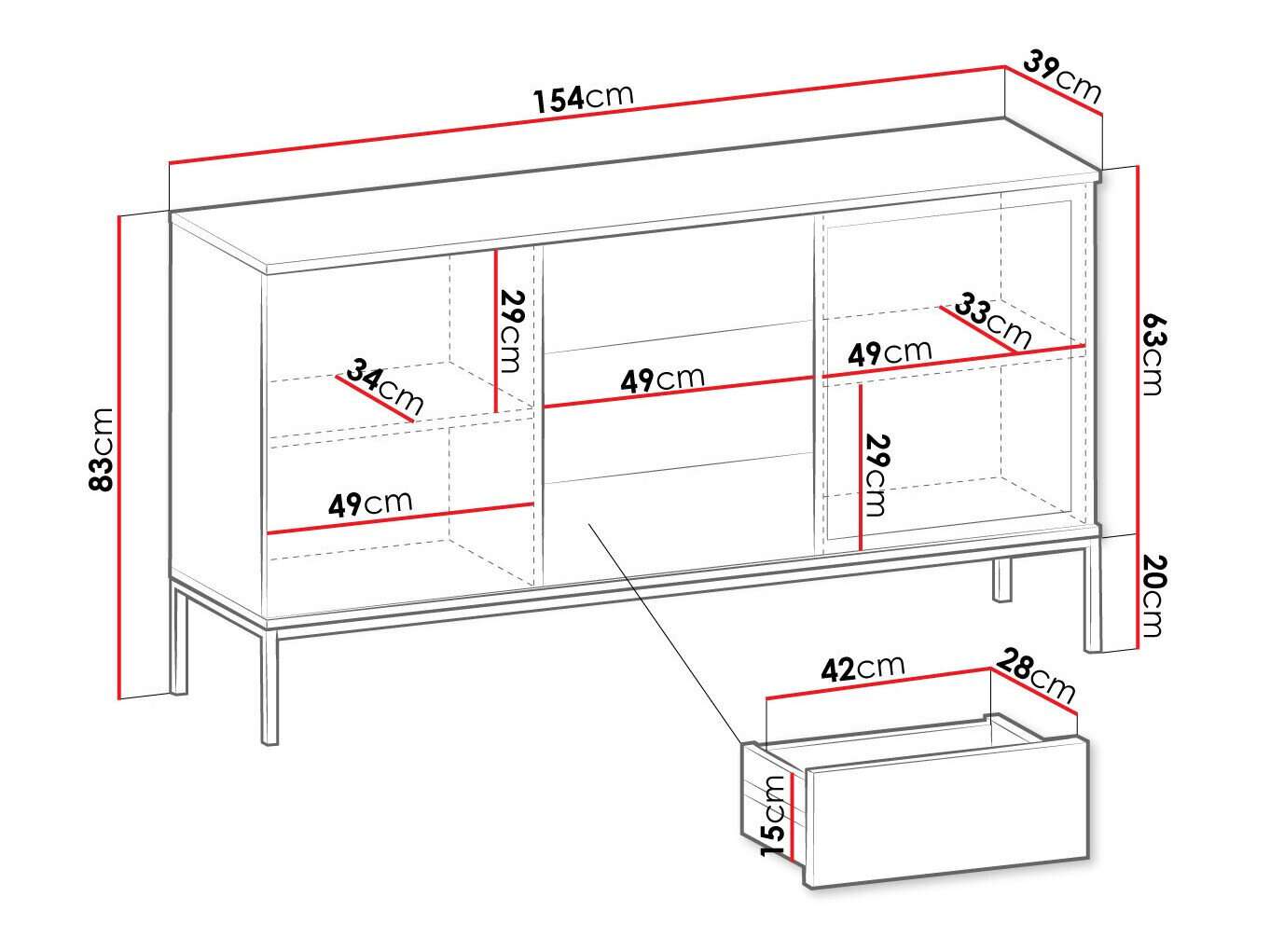 Kommode Soferi 108 (Sort + Wotan eg)