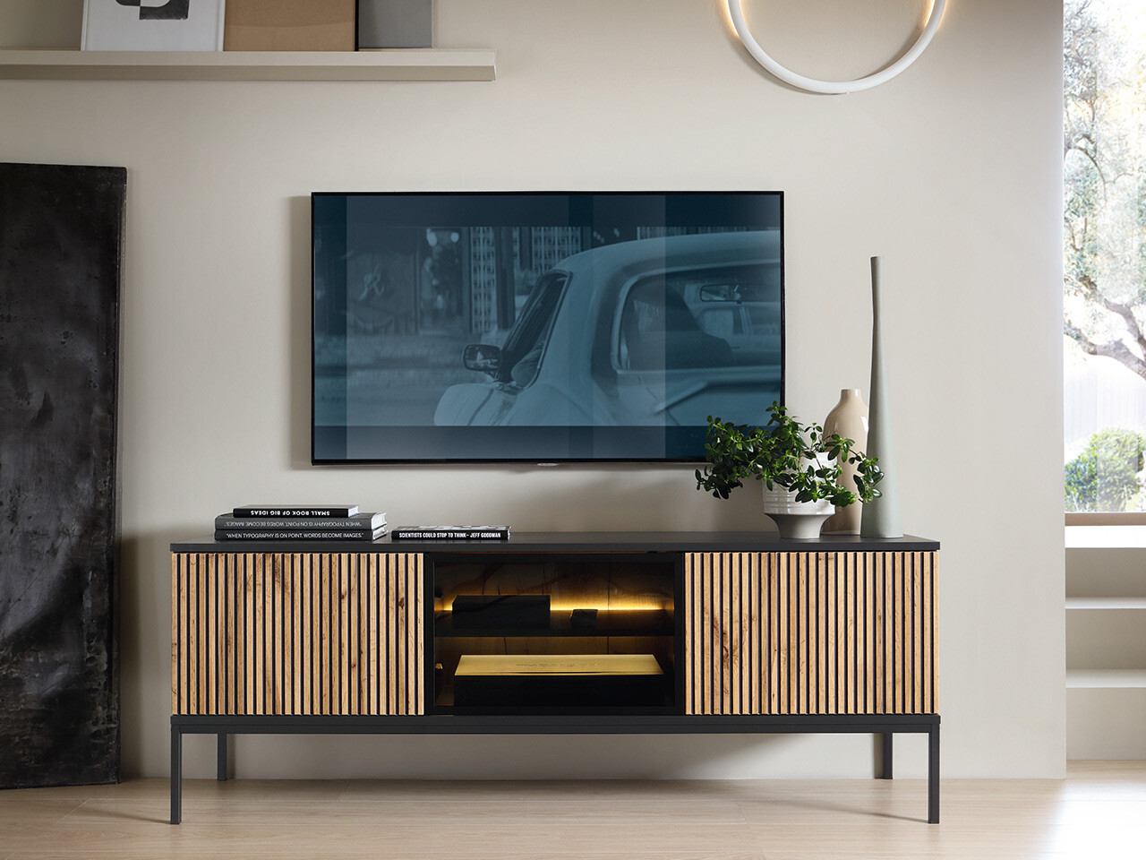 TV-bord Manal (Sort + Wotan eg)