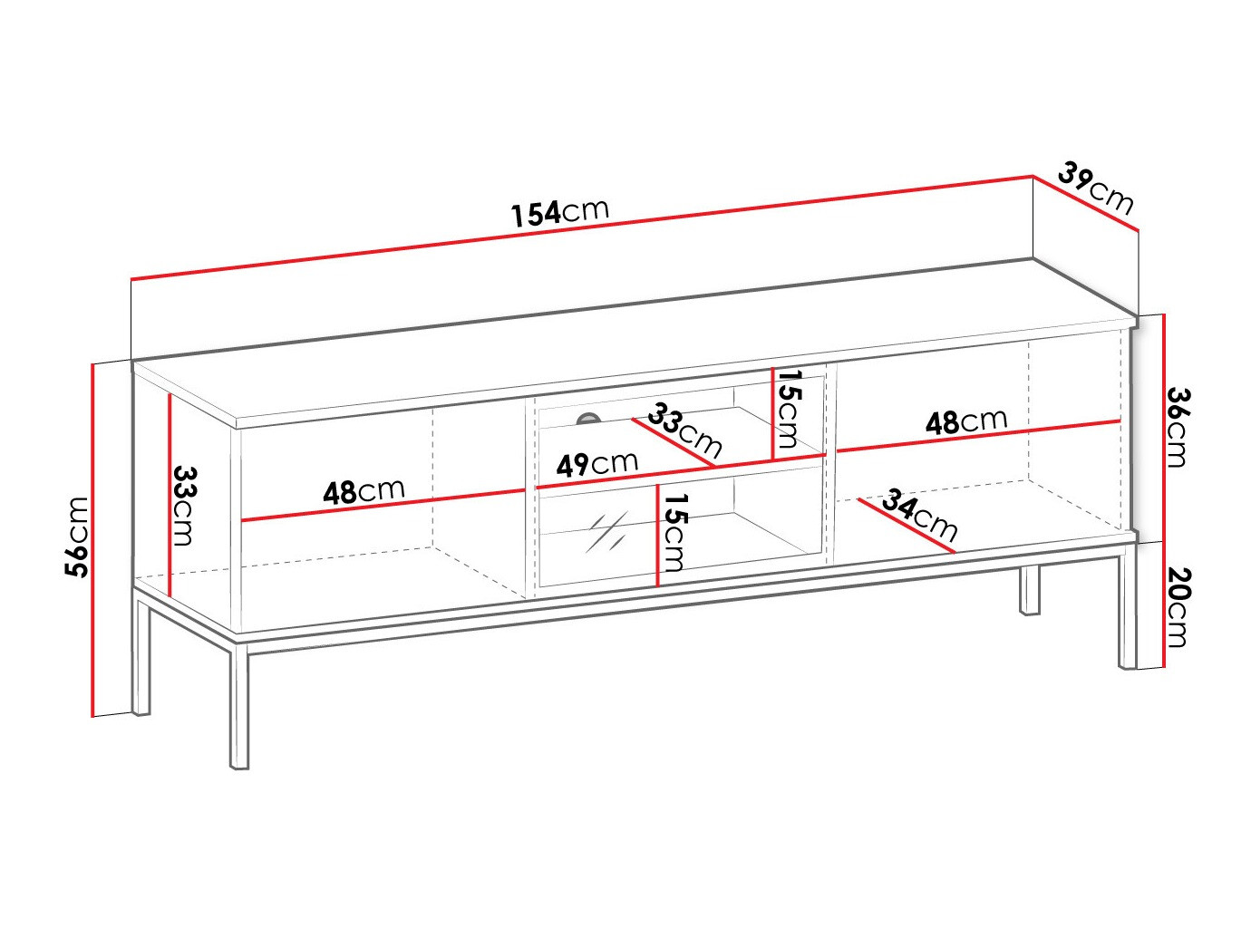 TV-bord Manal (Sort + Wotan eg)