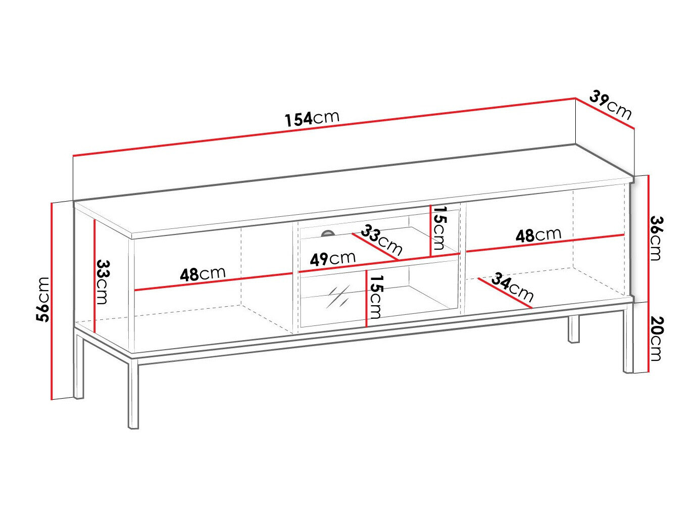 TV-bord Soferi 111 (Sort + Wotan eg)