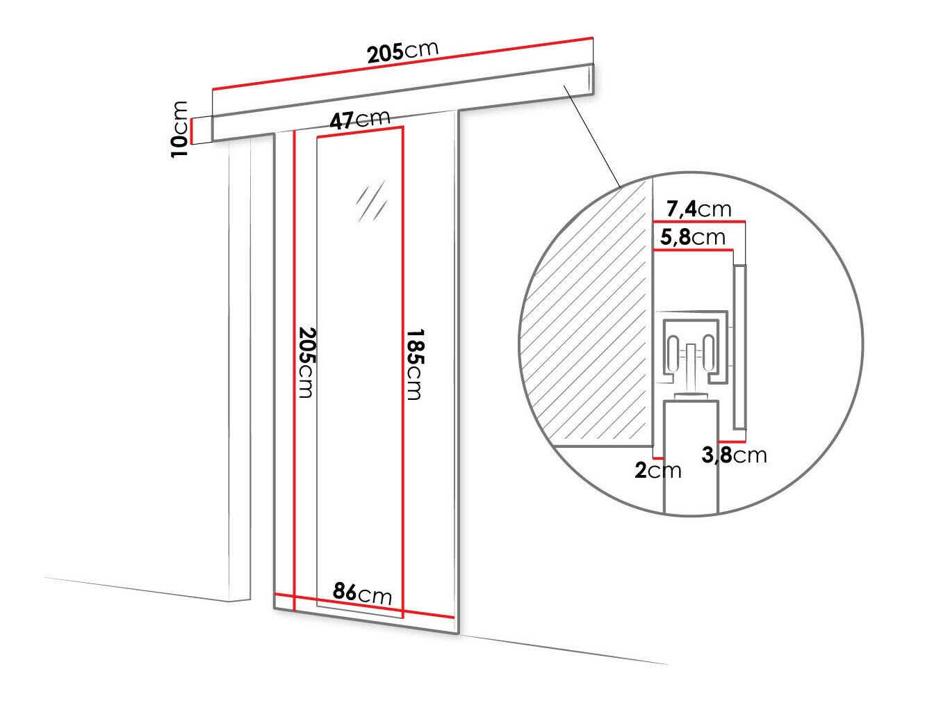 Skydedør Closico 169 (Hvid)