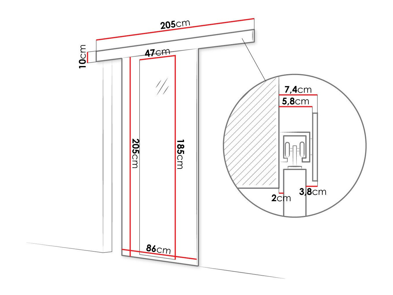 Skydedør Closico 169 (Sort)