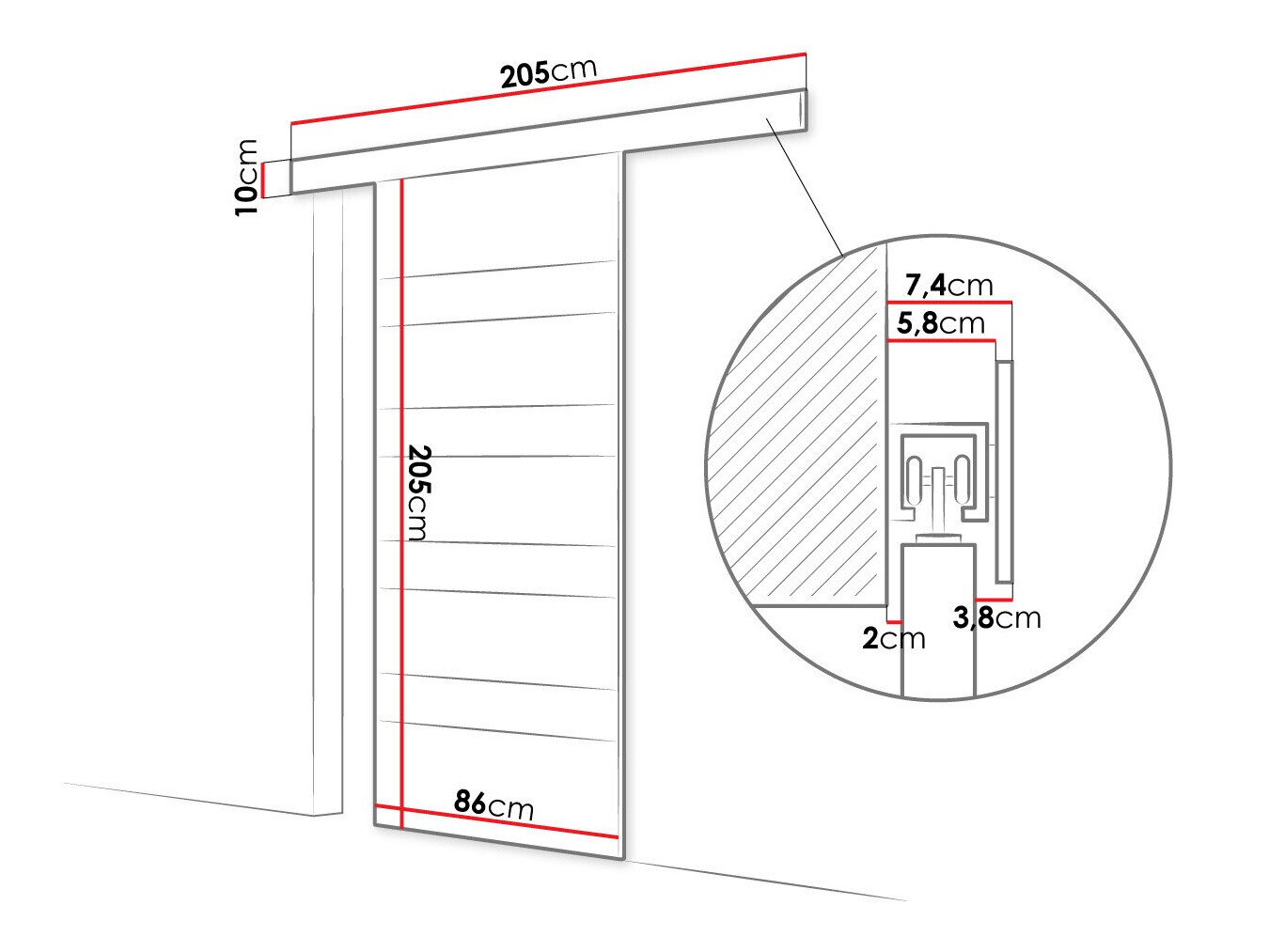 Skydedør Closico 173 (Sonoma eg + Sort)