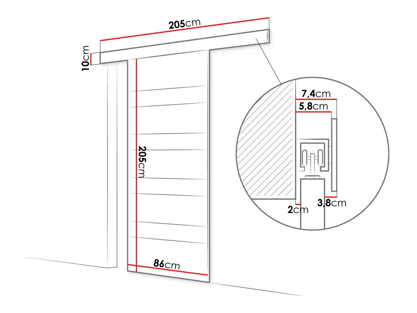 Skydedør Closico 173 (Sort)